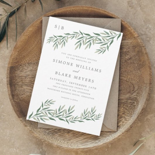 エレガント葉結婚葉 招待状