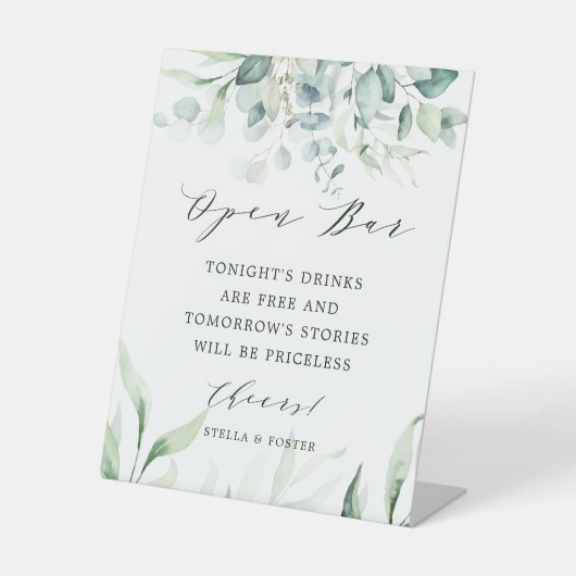 エレガント葉結婚開バー 台座サイン (正面)