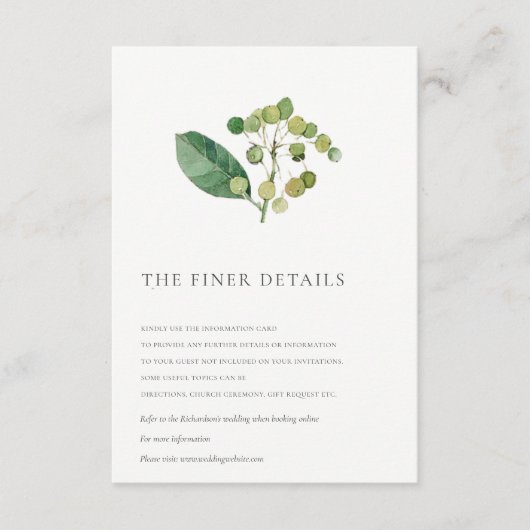 エレガント葉葉結婚詳細 エンクロージャーカード (正面)