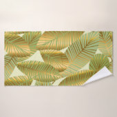 エレガント葉金ゴールドエキゾチックなブルーパターン バスタオル (バスタオル)