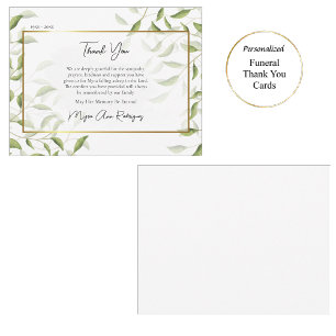エレガント葉金ゴールド枠葬儀正教会 サンキューカード