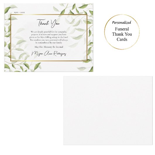 エレガント葉金ゴールド枠葬儀正教会 サンキューカード
