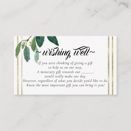 エレガント葉金ゴールド結婚の エンクロージャーカード (正面)