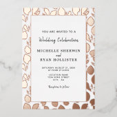 エレガント葉金ゴールド結婚Botanical Frame's 箔招待状 (正面)