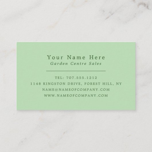 エレガント葉、ガーデンセンター、園芸家 名刺 (裏面)