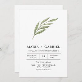 エレガント葉。シンプルモダン結婚の 招待状