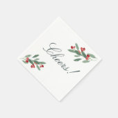 エレガント葉&ベリーズホリデー応援 スタンダードカクテルナプキン (角)