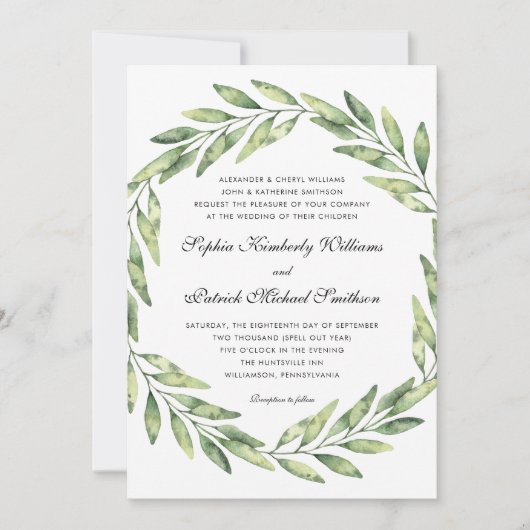 エレガント葉 |親ホスト結婚者 招待状 (正面)