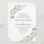 エレガント葉 | 3親がホスティングを行結婚う 招待状 (正面/裏面)