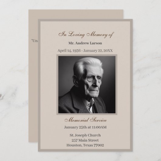 エレガント葬儀・追悼式 招待状 (正面/裏面)