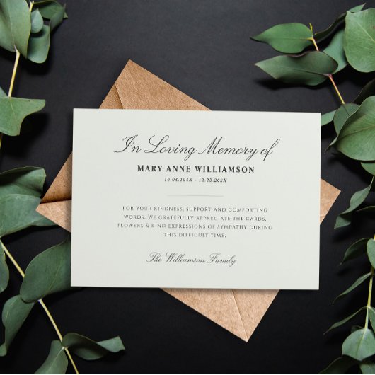 エレガント葬式サンキューカード サンキューカード