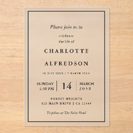 エレガント葬 | シック・メモリアル・サービス アクリル招待状