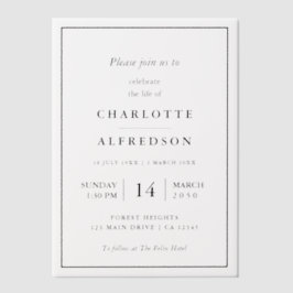 エレガント葬 | シック・メモリアル・サービス ベラム紙招待状