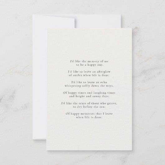 エレガント葬 |ハートフェルトモダン写真 サンキューカード (裏面)