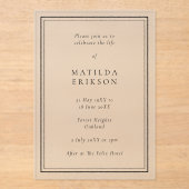 エレガント葬 |生クラシック命お祝い アクリル招待状 (正面)