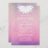 エレガント蓮の水の色のリハ結婚ーサルディナー 招待状 (正面/裏面)