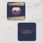 エレガント蓮の花フェイク金ゴールド筆 スクエア名刺 (正面/裏面)