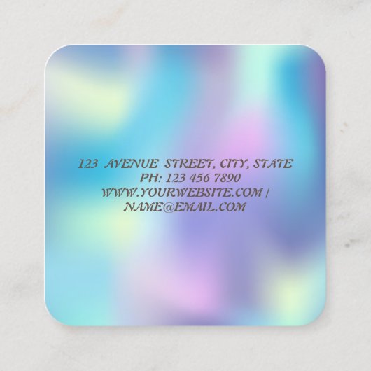 エレガント蓮の花フェイク金ゴールド筆 スクエア名刺 (裏面)