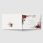 エレガント薄暗い暖かい冬のフェスティバルの葉結婚の ゲストブック (全面)