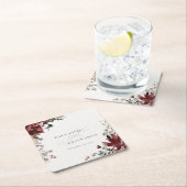 エレガント薄暗い暖かい冬のフェスティバルの葉結婚の スクエアペーパーコースター (インサイチュ)