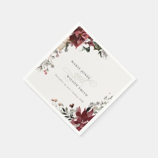 エレガント薄暗い暖かい冬のフェスティバルの葉結婚の スタンダードカクテルナプキン (角)