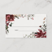 エレガント薄暗い暖かい冬のフェスティバルの葉結婚の プレイスカード (裏面)