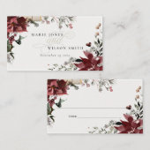 エレガント薄暗い暖かい冬のフェスティバルの葉結婚の プレイスカード (正面/裏面)