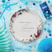 エレガント薄暗い暖かい冬のフェスティバルの葉結婚の ペーパープレート (パーティー)