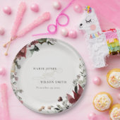 エレガント薄暗い暖かい冬のフェスティバルの葉結婚の ペーパープレート (パーティー)