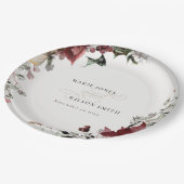 エレガント薄暗い暖かい冬のフェスティバルの葉結婚の ペーパープレート (アングル)