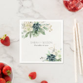 エレガント薄暗い青い緑の多肉性の結婚葉 スタンダードカクテルナプキン (インサイチュ)