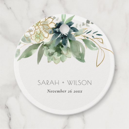 エレガント薄暗い青い緑の多肉性の結婚葉 フェイバータグ (正面)