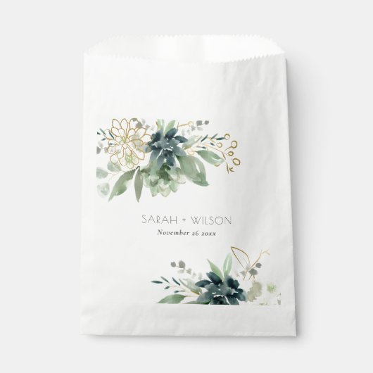 エレガント薄暗い青い緑の多肉性の結婚葉 フェイバーバッグ (正面)