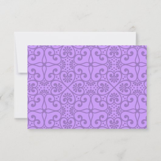 エレガント薄紫および金ゴールドフローラRSVPエンクロージャカード 出欠カード (裏面)