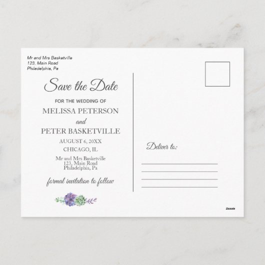 エレガント薄紫の保存 シーズンポストカード (裏面)