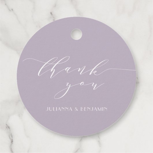 エレガント薄紫アールデコ結婚ありがとう フェイバータグ (裏面)