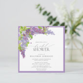 エレガント薄紫ウォーター色フローラブライダルシャワーインビ 招待状 (スタンド正面)
