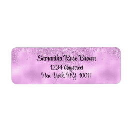 エレガント薄紫グリッターとフォイル差出人住所ラベル ラベル