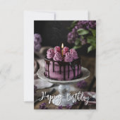 エレガント薄紫ケーキスモール誕生日挨拶 カード (正面)