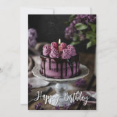 エレガント薄紫ケーキ誕生日グリーティングカード カード (正面)