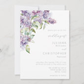 エレガント薄紫セージ水カラーフローラ結婚ズ 招待状 (正面)