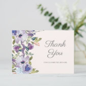 エレガント薄紫ダスティブルーフローラ誕生日 サンキューカード (スタンド正面)