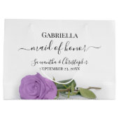 エレガント薄紫パープルバラメイド・オブ・オーナー（花嫁付き添い人）結婚ズ ラージペーパーバッグ (裏面)