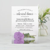 エレガント薄紫パープルバラ結婚のリハーサルディナー 招待状 (スタンド正面)