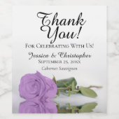 エレガント薄紫パープルバラ結婚ズ・サンキュー ワインラベル (シングルラベル)