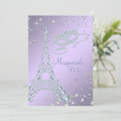 エレガント薄紫パープルパリマスカレードパーティー 招待状 (スタンド正面)