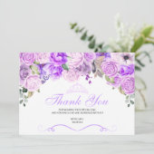 エレガント薄紫パープルフローラキンセアニェラありがとう サンキューカード (スタンド正面)