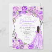 エレガント薄紫パープルフローラキンセアニェラ招待状 招待状 (正面)