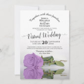 エレガント薄紫パープルロマンチックバラバ結婚ラティウス 招待状 (正面)