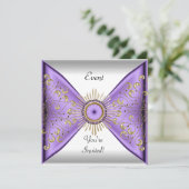 エレガント薄紫パープル金ゴールドホワイトイベントパーティー 招待状 (スタンド正面)